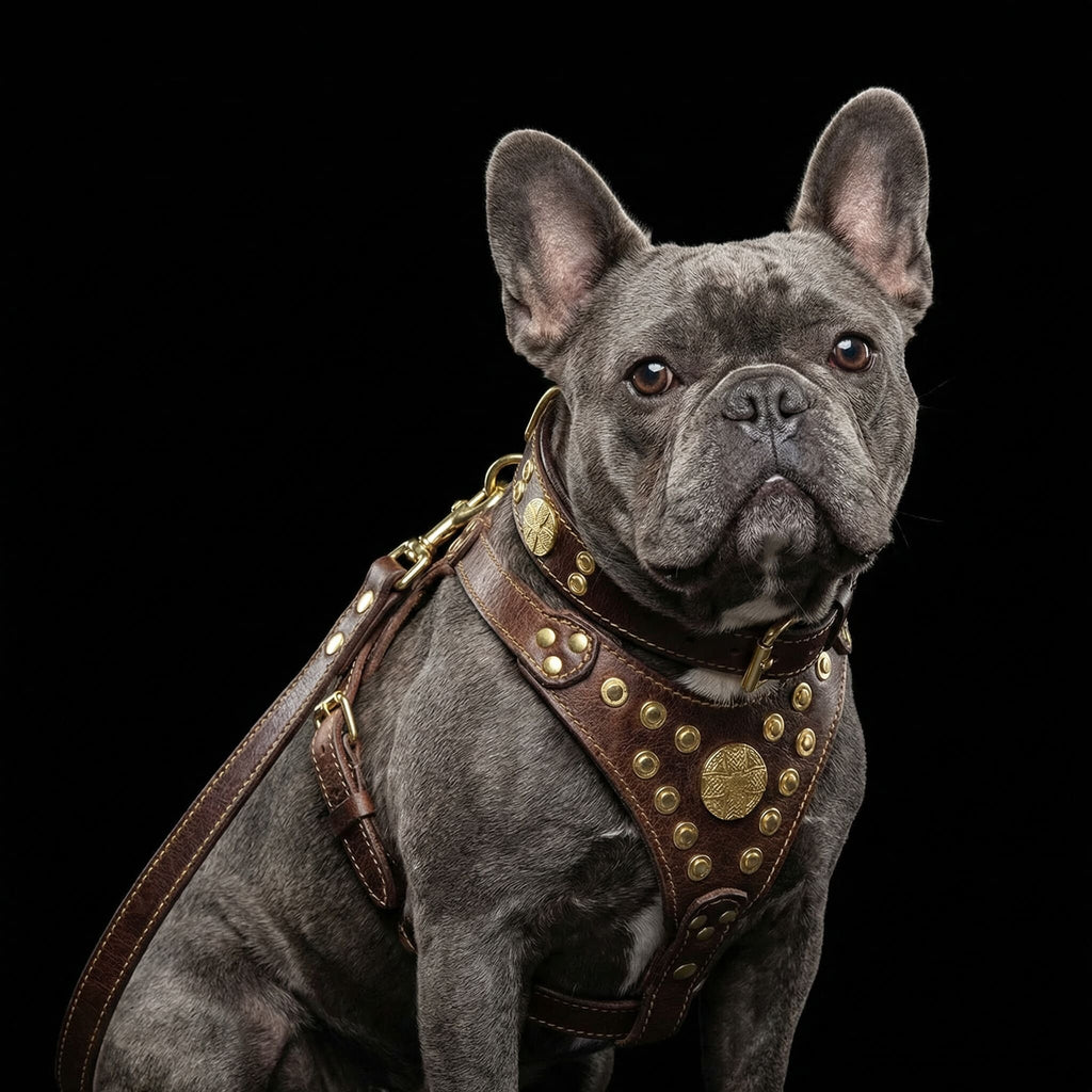 Maximus Leather Leash — Brown & Gold