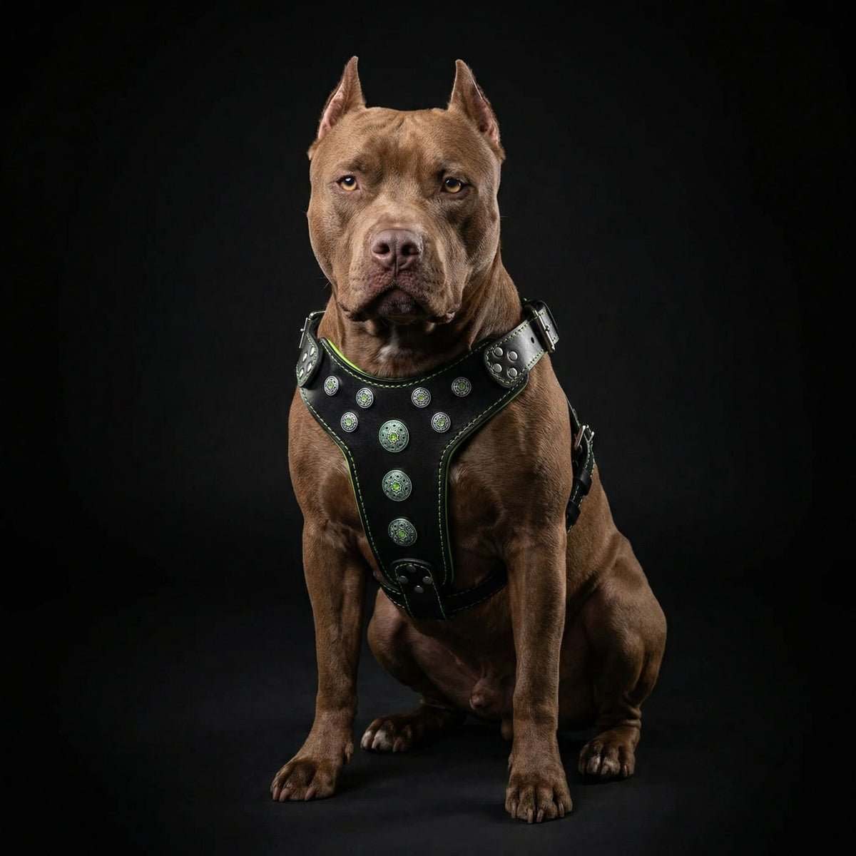''Bijou'' harness Black & Green for big dogs
