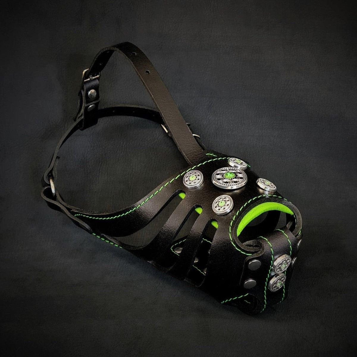 Bijou Basket Muzzle — Black & Green
