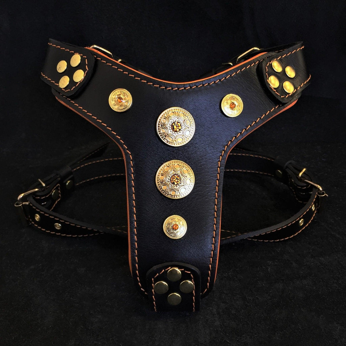 Bijou Harness — Black & Orange (Small to Medium)