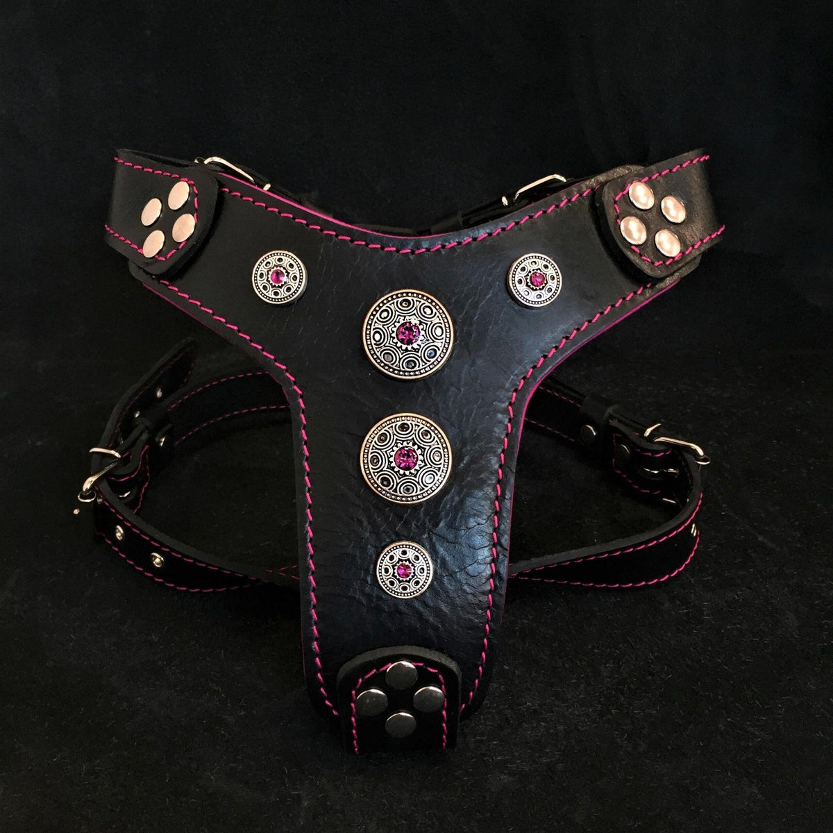 Bijou Harness — Black & Pink (Small to Medium)