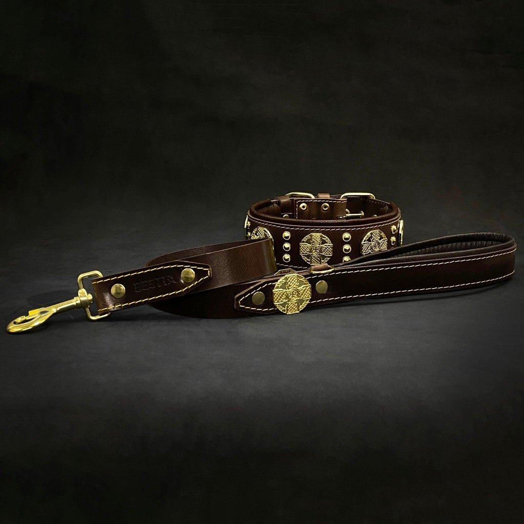 Maximus Collar — Brown & Gold (2.5 Inch)