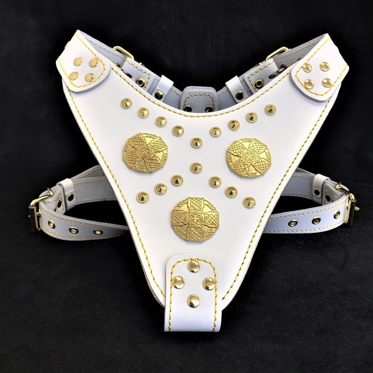 Maximus Harness — White & Gold (Big Dog)