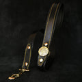 Maximus Leather Leash — Black & Gold